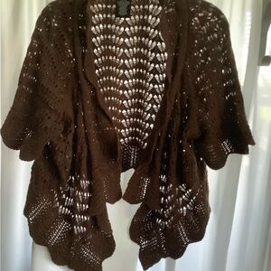 Apostrophe Dark Brown Knit Women's Poncho